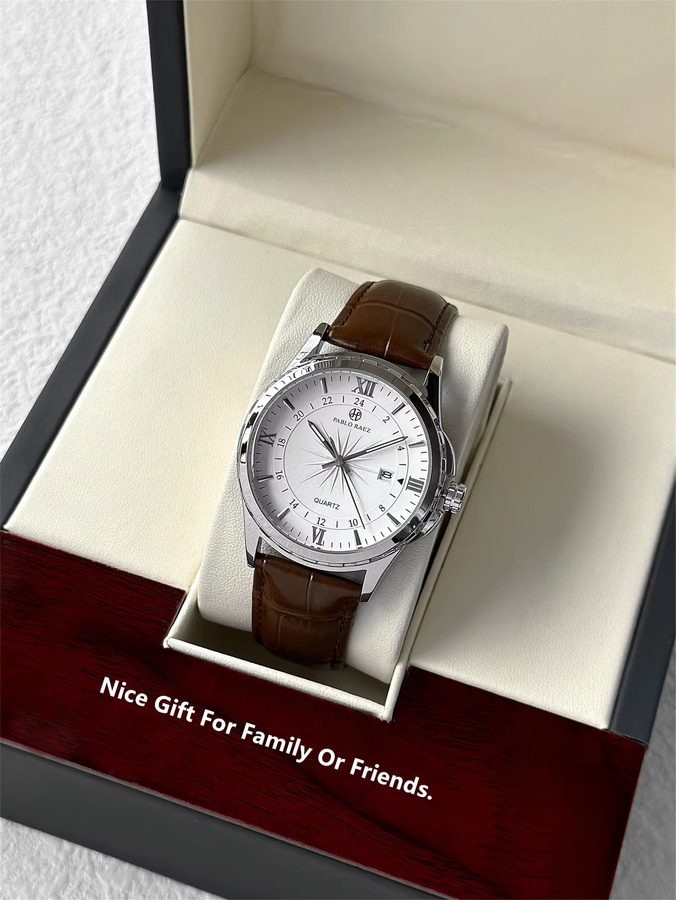 PABLO RAEZ Armbanduhr, Quarz, Leder, Schwarz, Herren - Bild 4