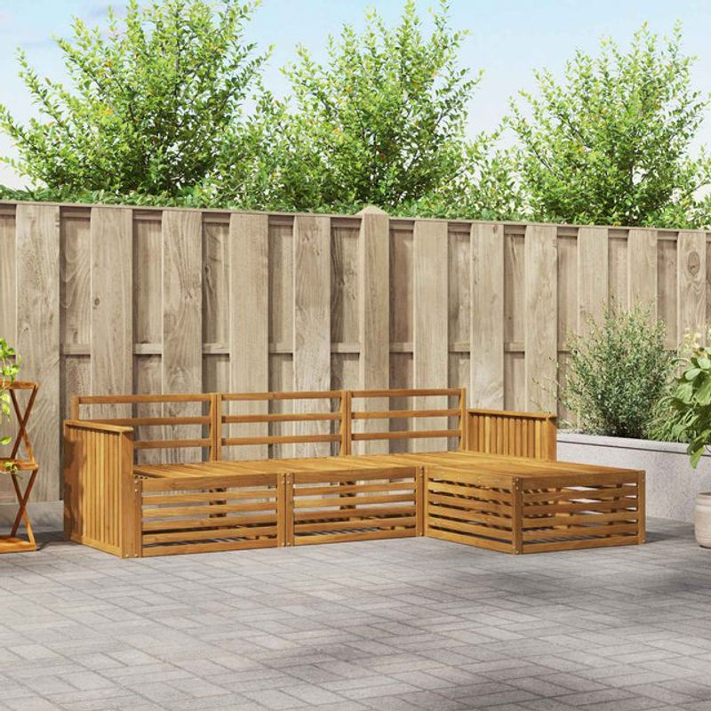 Vidaxl Outdoor-Sofagarnitur aus Akazie Massivholz in Natur, modernes Loungemöbel, B/T/H: 249,5 x 162,5 x 73 cm - Bild 1