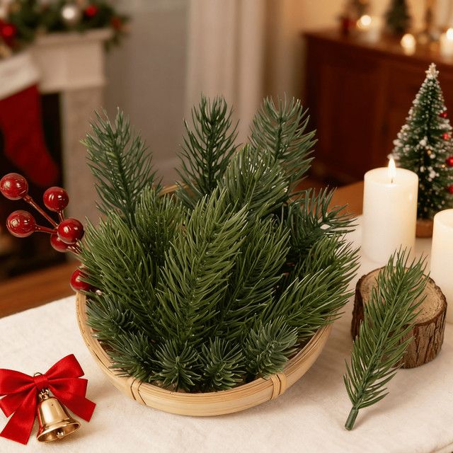 Künstliche Kiefernnadeln aus Kunststoff in Grün für Weihnachtsdekoration, Kränze und Garten-Deko - Bild 1