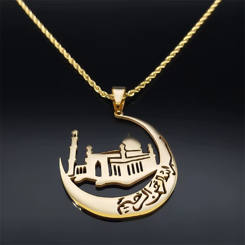 JYTF Halskette Crescent Moon, Edelstahl, Gold, Unisex - Bild 3