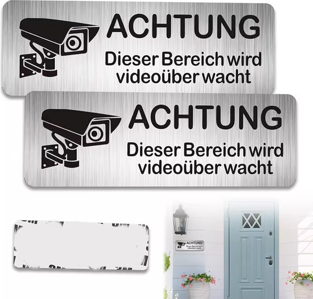Aluminium-Videoüberwachungs-Warnschild von CIFBUY in Silber, B/H: 40 x 10 mm - Bild 1