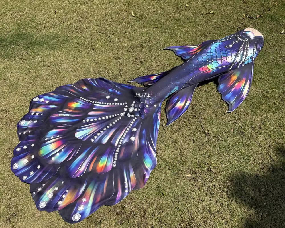 XinTX Meerjungfrauenflossen-Set, Badeanzug mit Bikini-Oberteil, Unisex, Bunt / Mehrfarbig - Bild 2