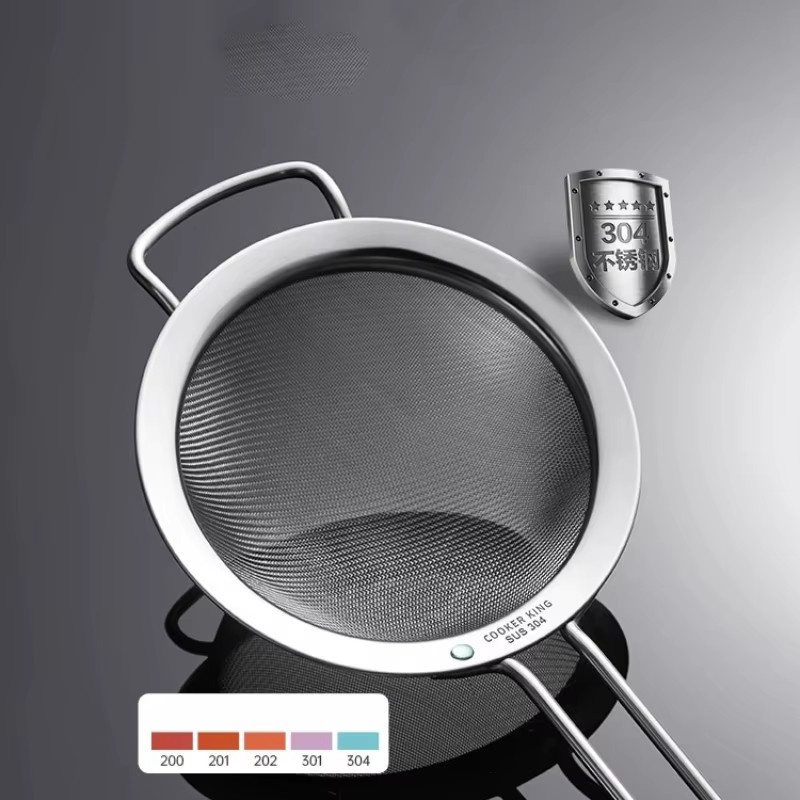 COOKER KinG Feinmaschiges Sieb aus Edelstahl 304 in Silber, rundes Ölsieb und Mehlsieb für Gebäck und Küchenzubehör - Bild 3