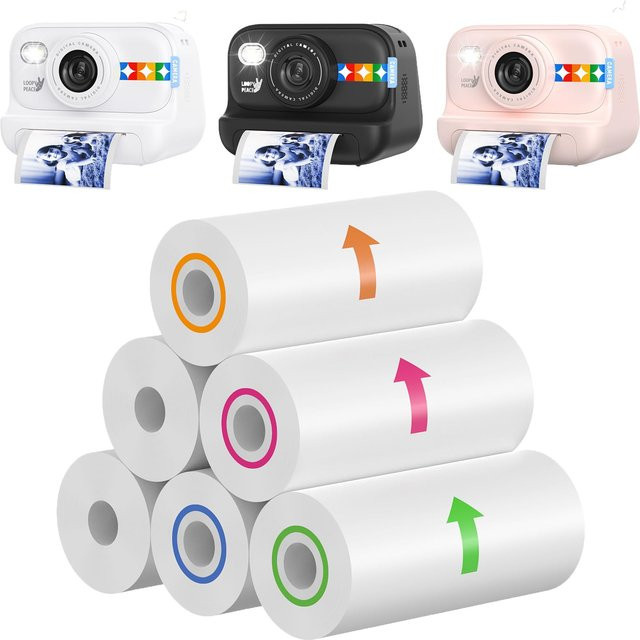 Buntes Thermo-Nachfüllpapier für Kinderkameras, HD-Qualität, BPA-frei, Farben: Blau, Orange, Rot, Grün, B/H: 57 x 25 mm - Bild 1