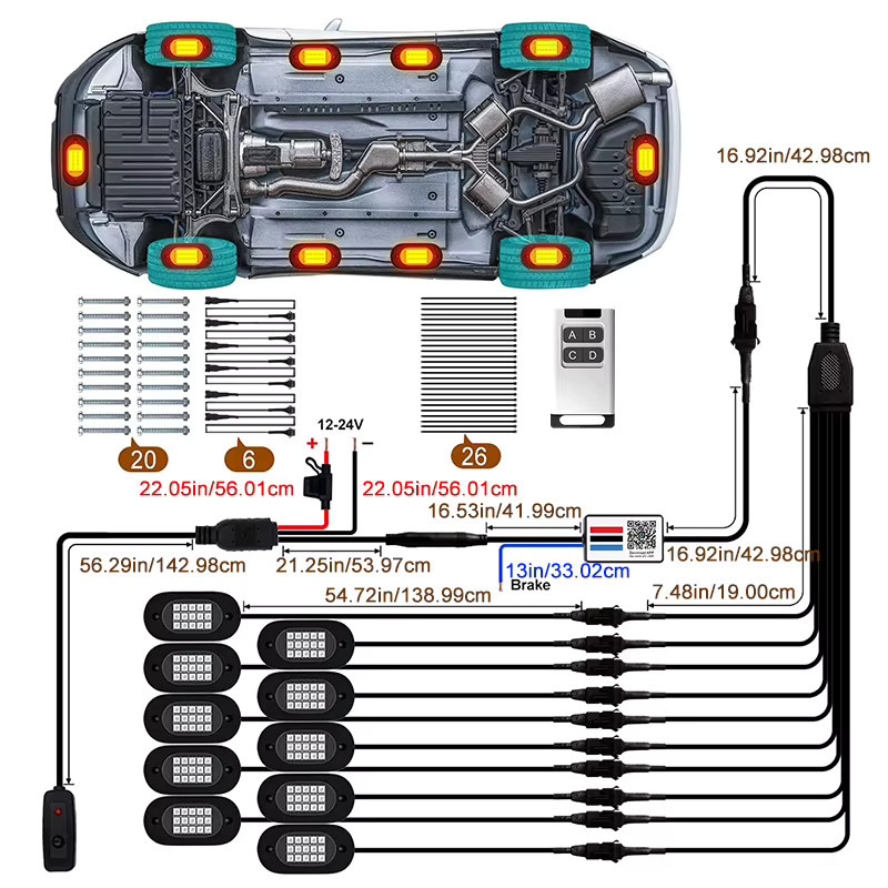 YiLaie RGB LED Rock Lights mit APP und RF Steuerung für Offroad Lkw SUV 4x4 ATV Jeep in Multicolour - Bild 2