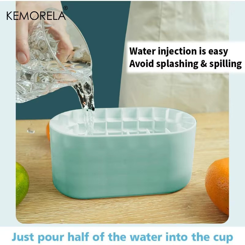 KEMORELA Silikon-Eisbehälter in Grau, ovales Eisfach und Eiswürfelform mit Aufbewahrungsbox - Bild 2