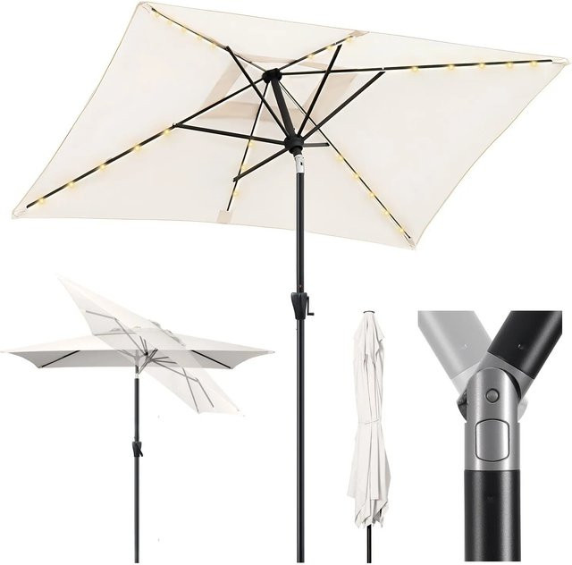 Sekey Sonnenschirm Rechteckig in Creme mit LED Solar Beleuchtung B/T: 300 x 200 cm - Bild 1