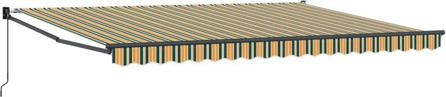 vidaXL Markise in Grün und Gelb aus Polyester und Metall mit klappbaren Armen, B/T/H: 450 x 300 x 165 cm - Bild 1