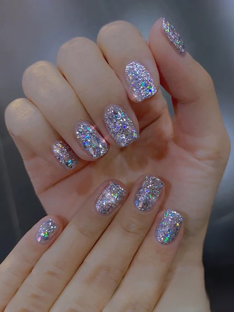 WS Crystal Broken Diamond Glitter Gel Nagellack, Platinum - Bild 1