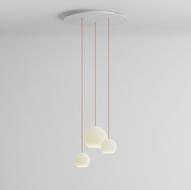 KOMOT KOS Trio SL LED-Pendelleuchte rund, Weiß matt und Orange, mundgeblasenes Opalglas, Tunable White 2200K - 4200K, Durchmesser: 60 cm - Bild 1