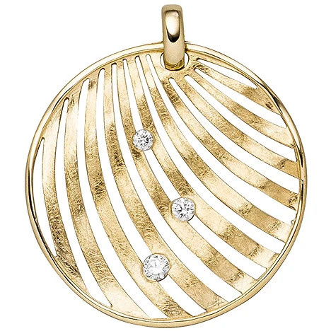 Colfem Anhänger 585 Gelbgold, eismatt, 3 Diamanten - Bild 1