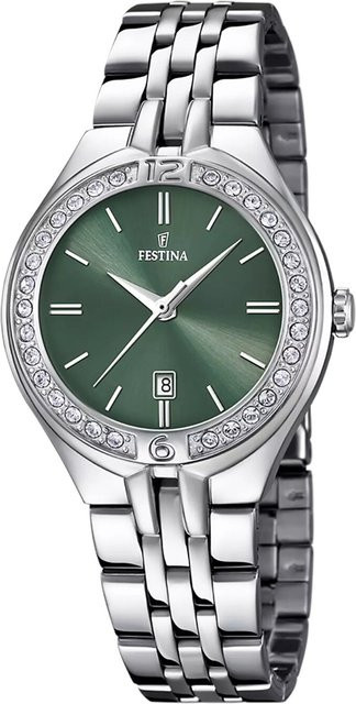 Festina Damenuhr Mademoiselle, Quarz, Edelstahl, Grün, 33 mm, 5 ATM - Bild 1