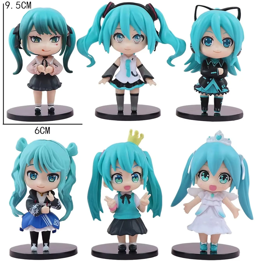 Bandai Vocaloid Hatsune Miku Q-Version Anime Figur, Mini PVC Sammlerpuppe, Bunt / Mehrfarbig - Bild 2