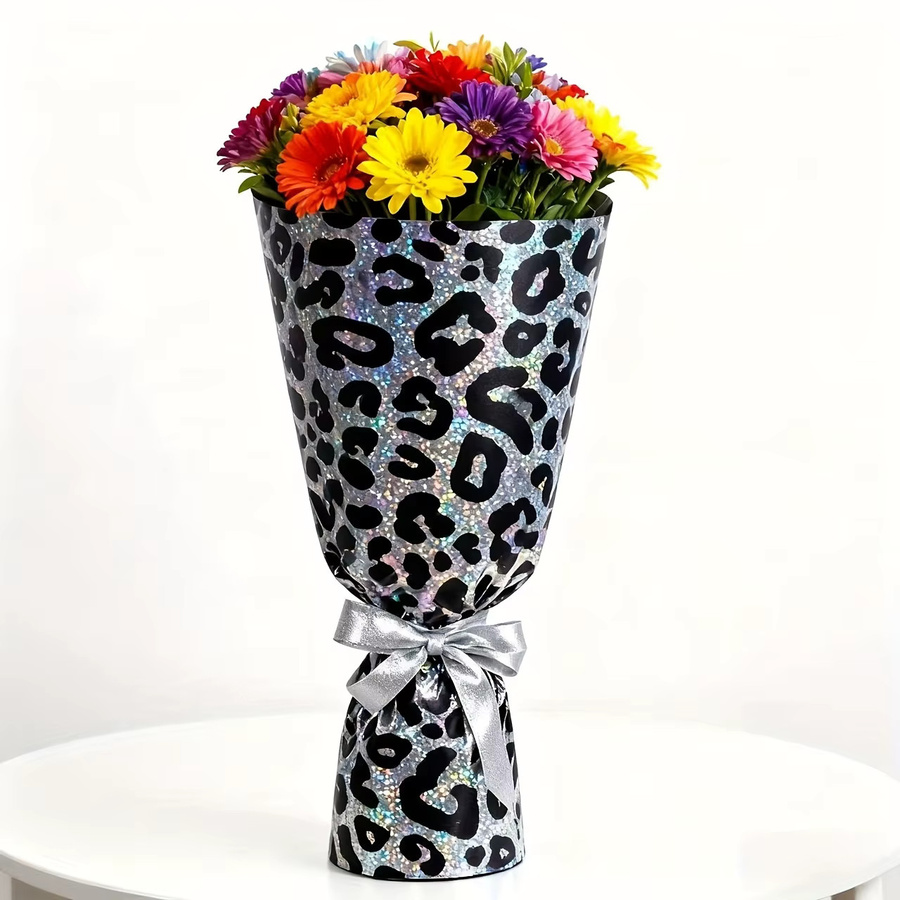 Glitzerndes Geschenkpapier mit Leopardenmuster in Multicolour, 1 Rolle glänzende Geschenkverpackung für Geburtstage und Hochzeiten - Bild 1
