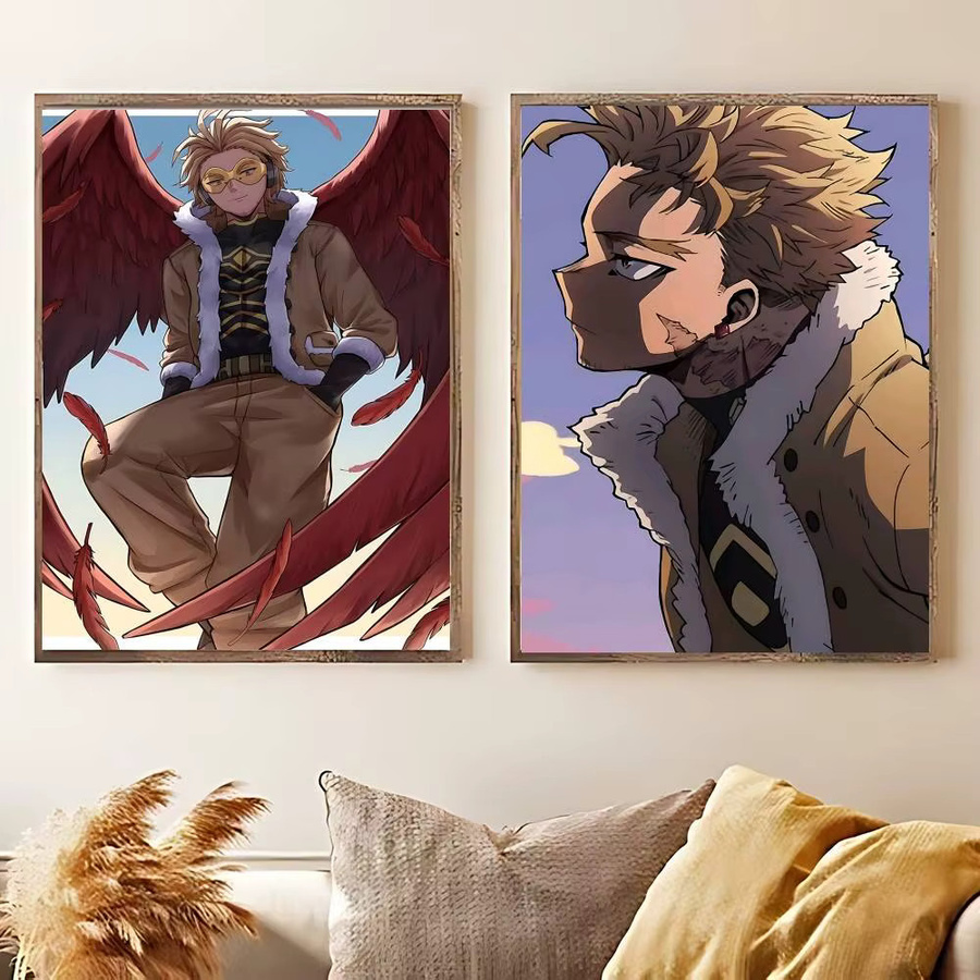 Wasserfestes Anime My Hero Academia Hawks Cartoon-Poster als klebriger Papieraufkleber für deine Heimdekoration, Mehrfarbig - Bild 2