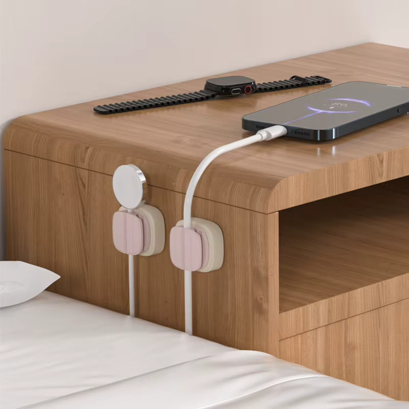 Rosa Desktop-Kabelorganizer aus Kunststoff mit mehreren Fächern zur kabellosen Befestigung von Datenkabeln ohne Bohren - Bild 3