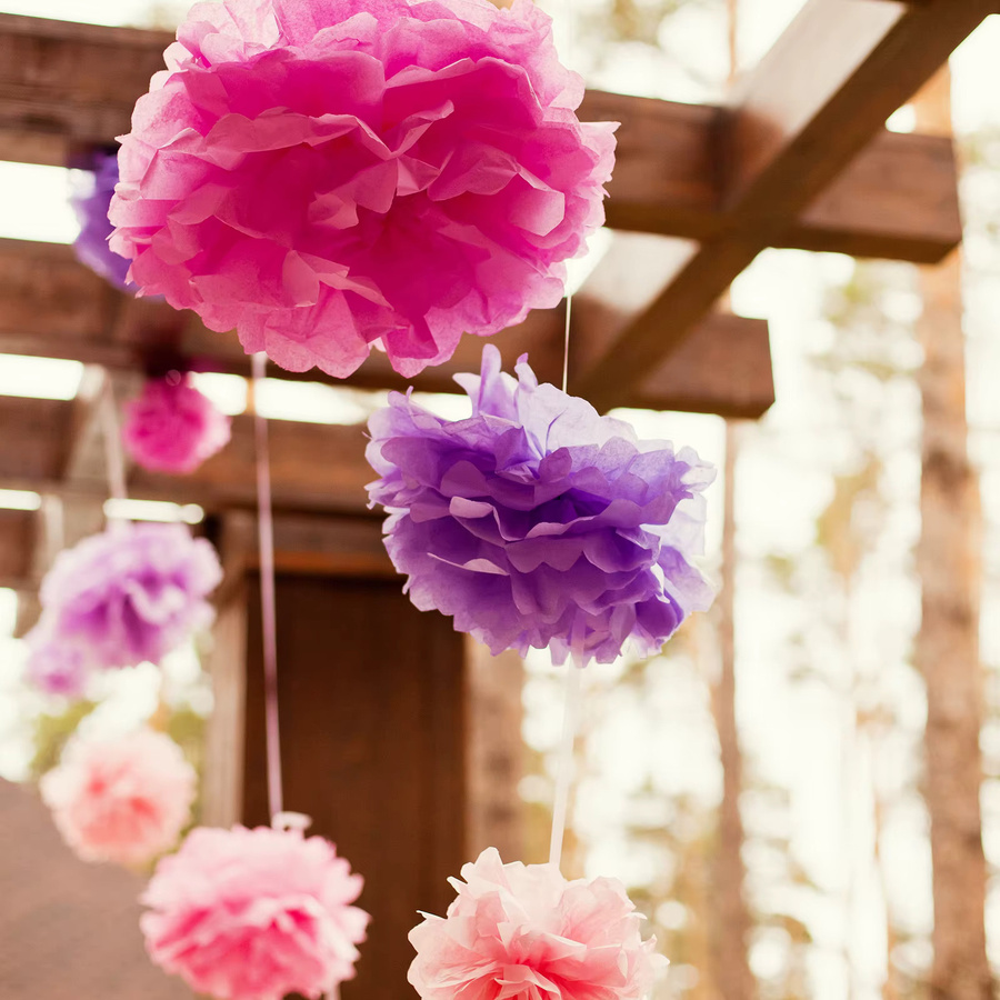 UXCELL 10 Stück Papierblumen in Blau, runde Pompons als Dekoration für Hochzeit, Geburtstag und Party - Bild 4