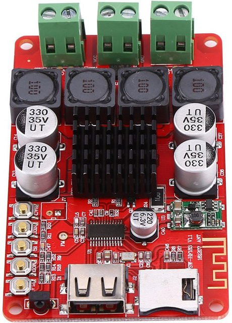 CosyHome Tragbarer Bluetooth-Audioempfänger-Verstärker mit 50W+50W Leistung, TF-Karten-Decoder und Fernbedienung in Rot - Bild 1