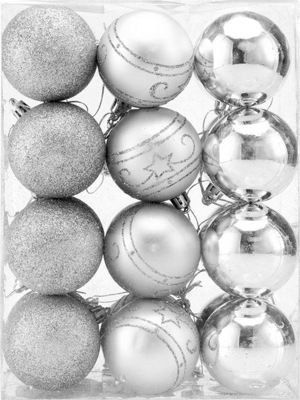 Casaria Weihnachtskugeln Silber 24er Set aus Kunststoff als Hängeornamente für deine Weihnachtsdekoration - Bild 1
