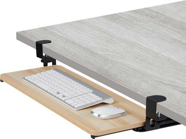 Relaxdays Tastaturablage aus MDF in Holzoptik, ausziehbar, Farbe: Braun, B/T/H: 78 x 24 x 11 cm - Bild 1