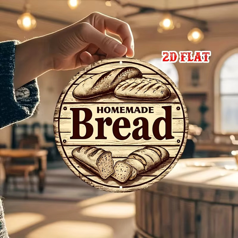 Potdemiel Vintage-Metallschild rund mit Brot-Illustrationen Durchmesser: 20 cm - Bild 3