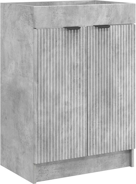 vidaXL Badschrank Unter dem Waschbecken in Betongrau mit Schranktüren und Regalfächern, B/T/H: 78,5 x 37,5 x 81 cm - Bild 1