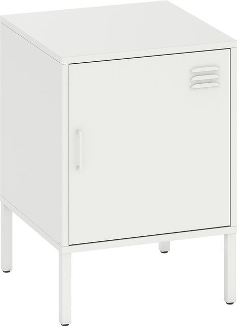 HOMCOM Nachttisch mit verstellbarer Ablage und Stahlrahmen in Weiß, moderner Beistelltisch für Schlafzimmer und Wohnzimmer, B/T/H: 40 x 40 x 56 cm - Bild 1