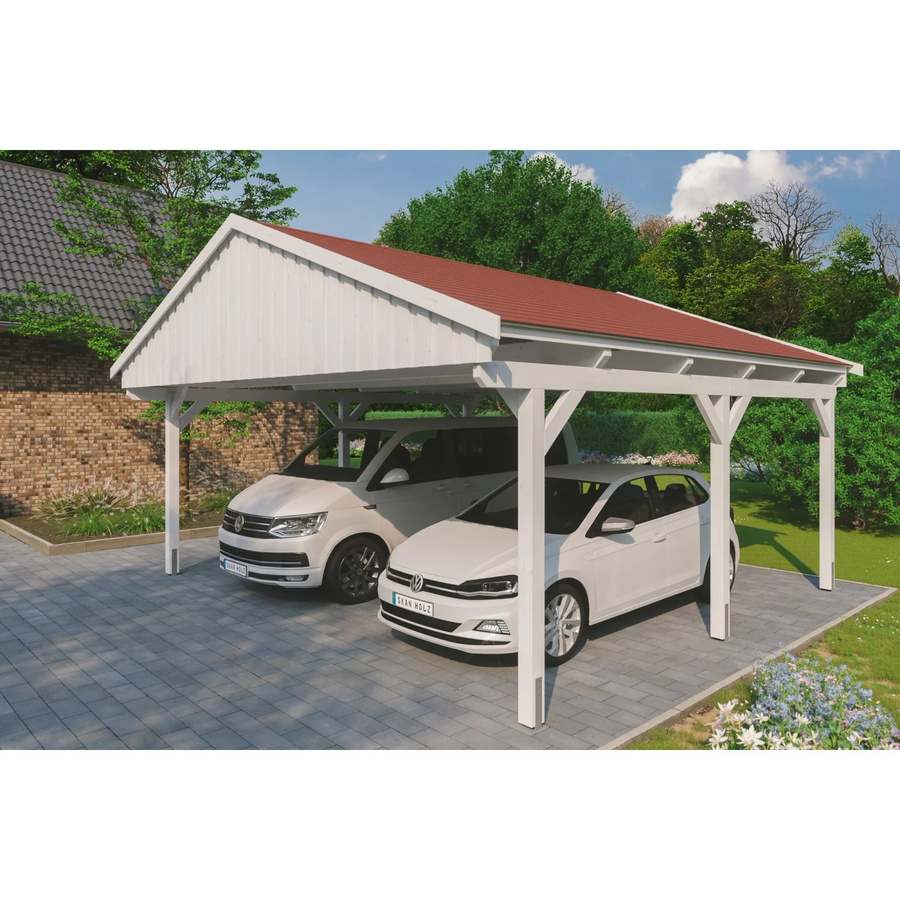 Skan Holz Carport Fichtelberg aus Fichte und Leimholz in Weiss, B/T: 618 x 566 cm, Höhe: 362 cm - Bild 2