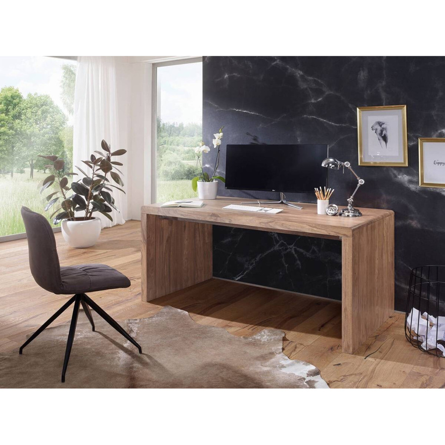 Wohnling Schreibtisch aus Akazie Holz in Braun und Beige B/H/T: 160 x 76 x 80 cm - Bild 4