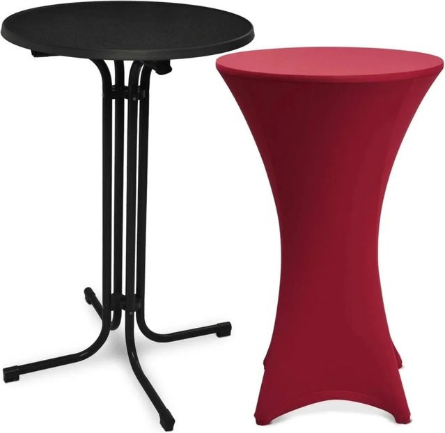 Beautissu Bellini Stehtisch Schwarz mit Stella Stehtischhusse Bordeaux Durchmesser: 60 cm - Bild 1