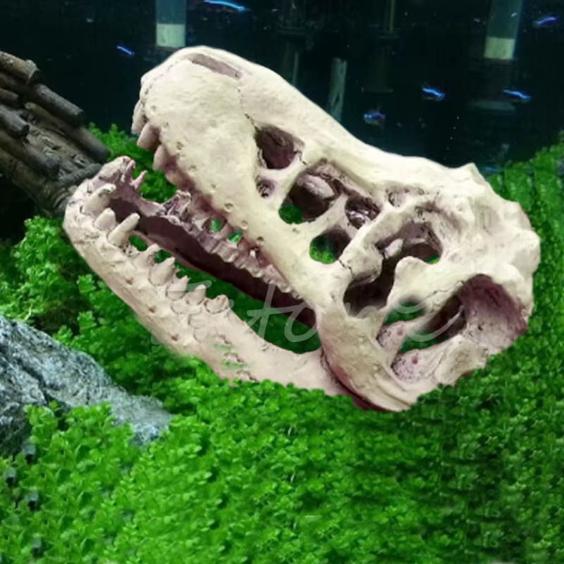 Otmagelu Dinosaurier Fossil Stein Statue Beige als Aquarium Dekoration und Wohnkultur Ornament - Bild 2