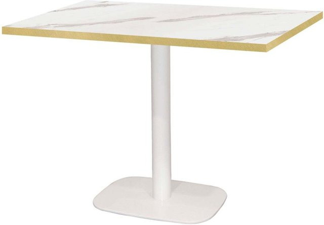 RestooTab Tisch Round rechteckiger Esstisch in Weiß mit Stein-Dekor, B/T/H: 120 x 70 x 75 cm - Bild 1