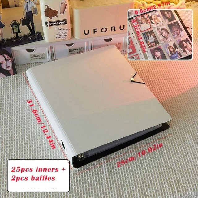 ZJzhide Fotokartenhalter Binder in Weiß für Kpop Idol Sammelkarten mit 25 Fächern, A4 Format - Bild 1