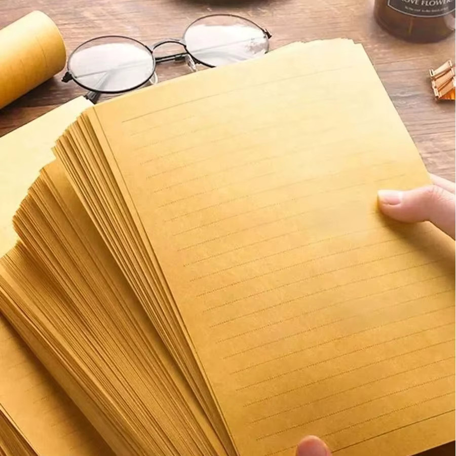 Retro-Briefpapier aus braunem Kraftpapier im A5/B5 Format für Notizen und Grüße - Bild 2