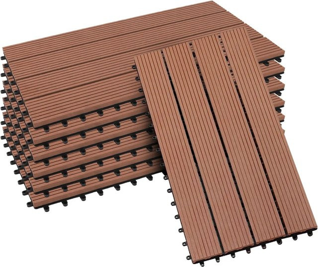 Karat WPC Terrassenfliesen Royal Klickfliesen in Hellbraun, 6er-Set, B: 60 cm, T: 30 cm - Bild 1