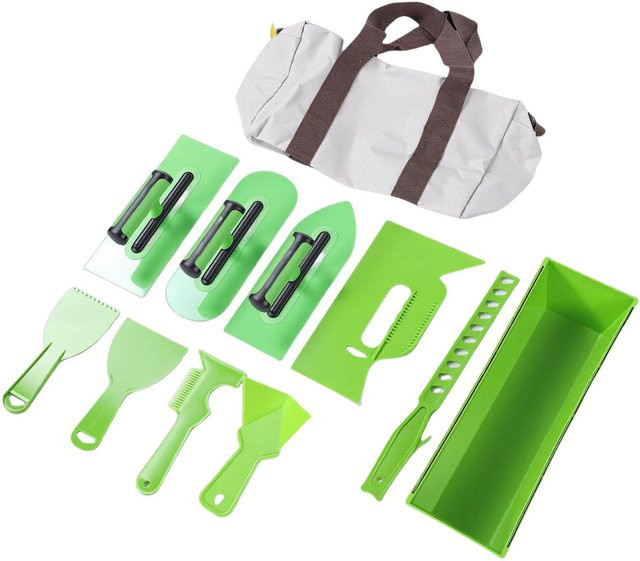 KONNWEI Kunststoff-Kelle Set mit ergonomischem Griff und Aufbewahrungstasche in Green für die Wandveredelung - Bild 1