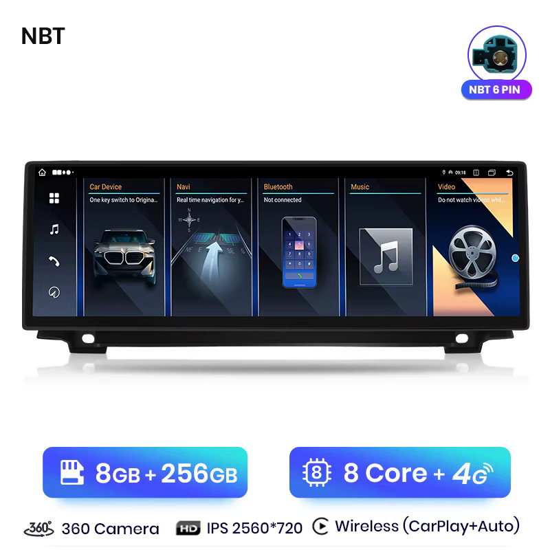 Junsun Multimedia Autoradio mit Wireless Apple CarPlay und Android Auto für BMW Serie 3 4 F30 F31 F32 F33 F34 F36 (2010-2015) in Schwarz - Bild 7