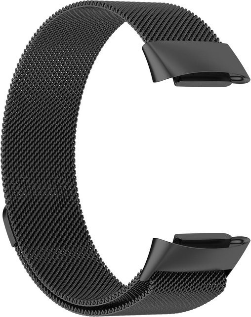 Milanaise-Armband für Fitbit Charge 5 6, Edelstahl, schwarz, Unisex - Bild 1