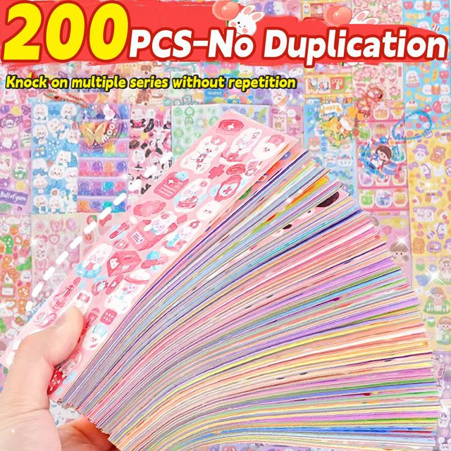 Kawaii Cartoon Laser-Aufkleber Set in Multicolour für Tagebuch, DIY und Schule - Bild 1