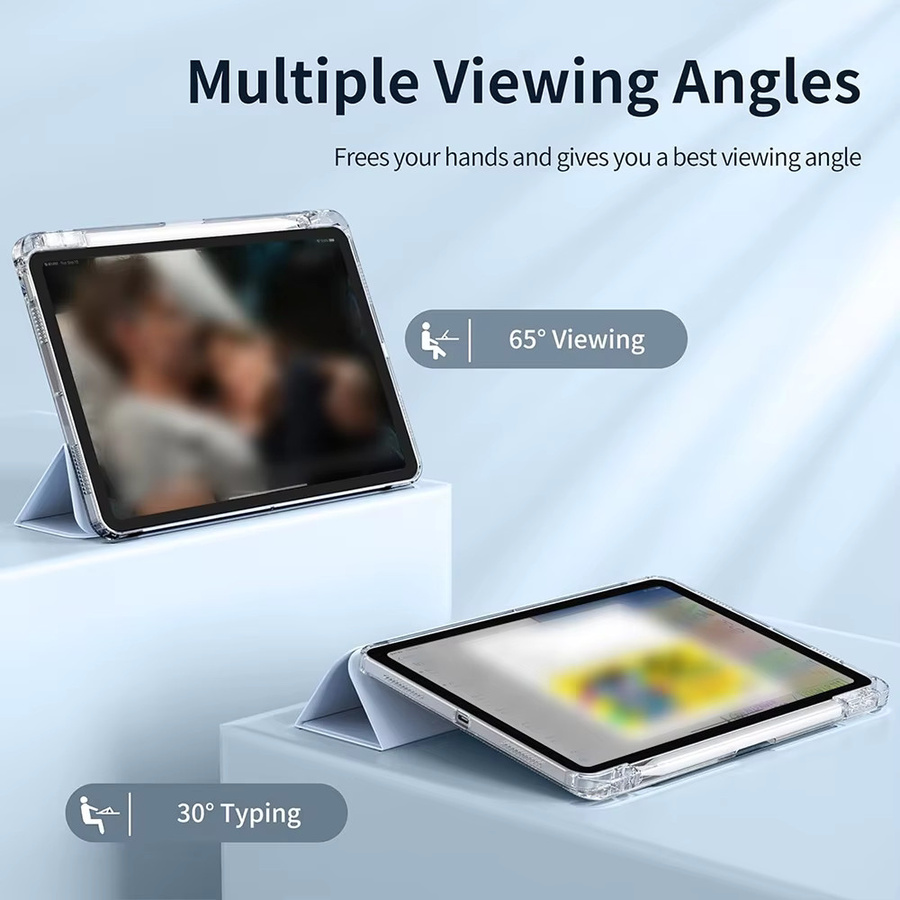Chenxinyi Transparente Schutzhülle für iPad Pro, Air und Mini mit Stifthalter, Schwarz - Bild 3