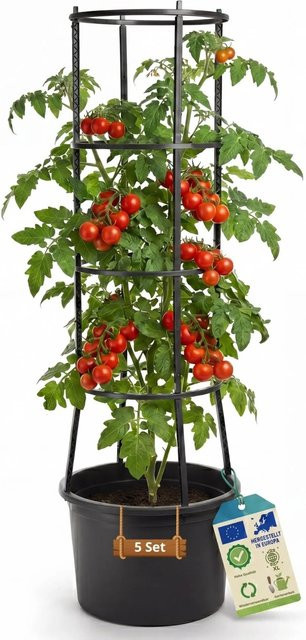 BigDean Tomatentopf XL Set 5 Stück, Farbe Schwarz, B/T/H: 40 x 40 x 154 cm - Bild 1