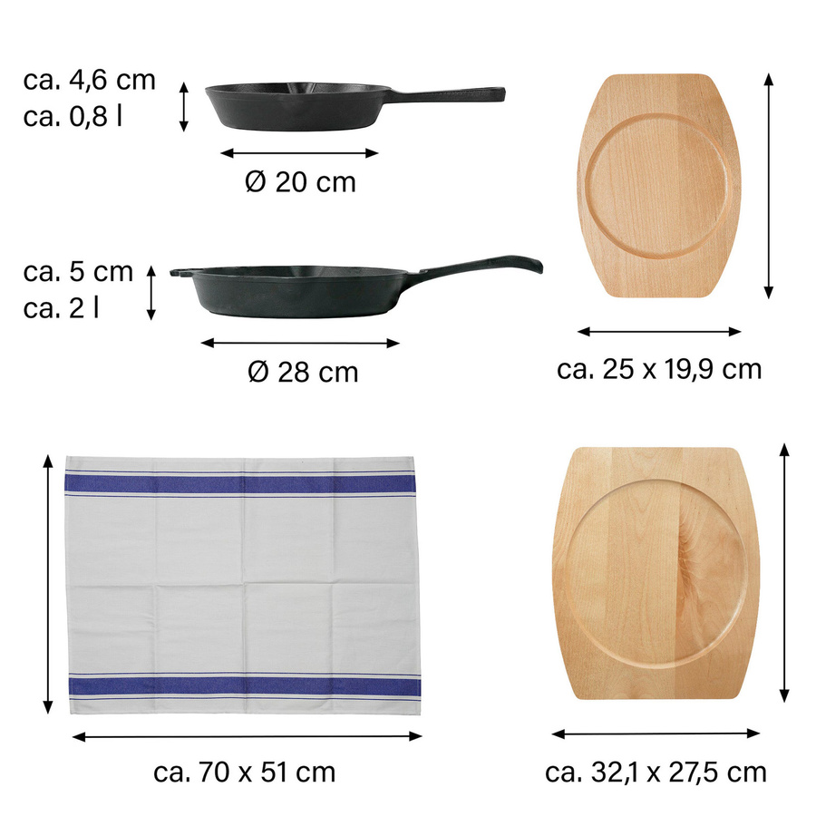 Freyersbacher Gusseisenpfannen-Set 2-teilig aus emailliertem Gusseisen in Schwarz mit Ausgießrand und Backofeneignung - Bild 2