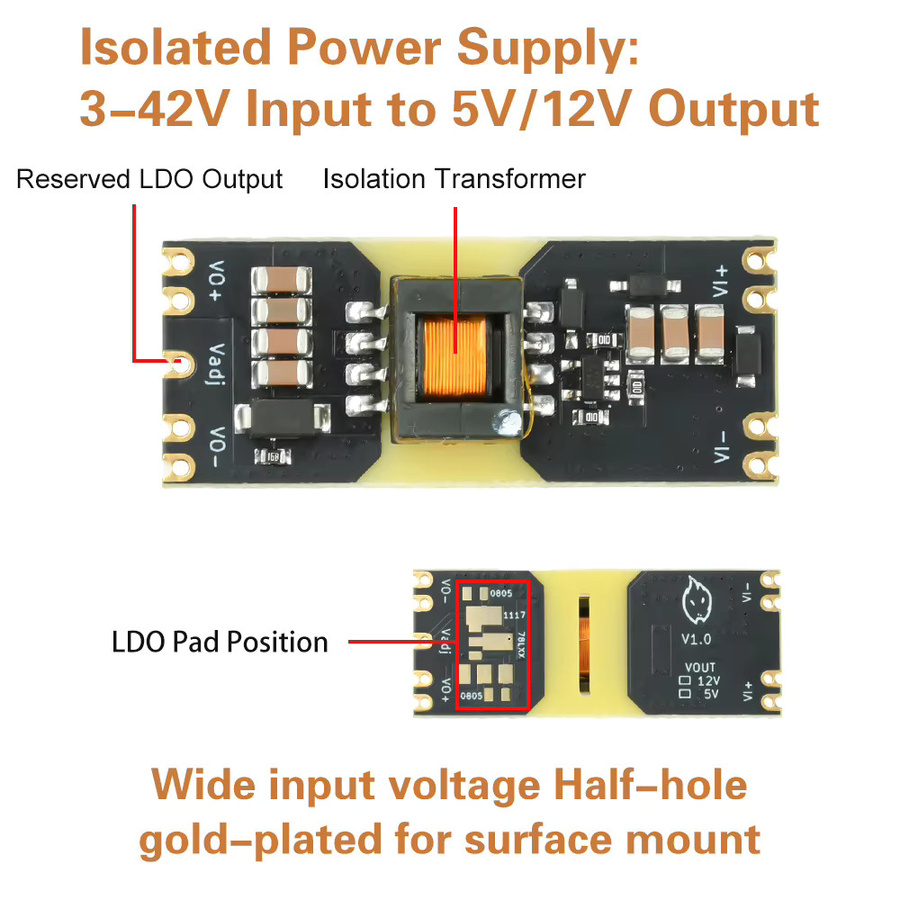 JW3510 Isoliertes DC-DC-Leistungsmodul Boost-Buck-Stabilisatorplatine mit 3–42 V Eingang und 5 V oder 12 V Ausgang - Bild 3