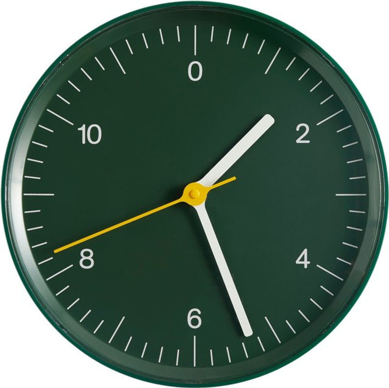 HAY Wanduhr Analog Rund Grün aus Kunststoff Geräuschlos - Bild 1