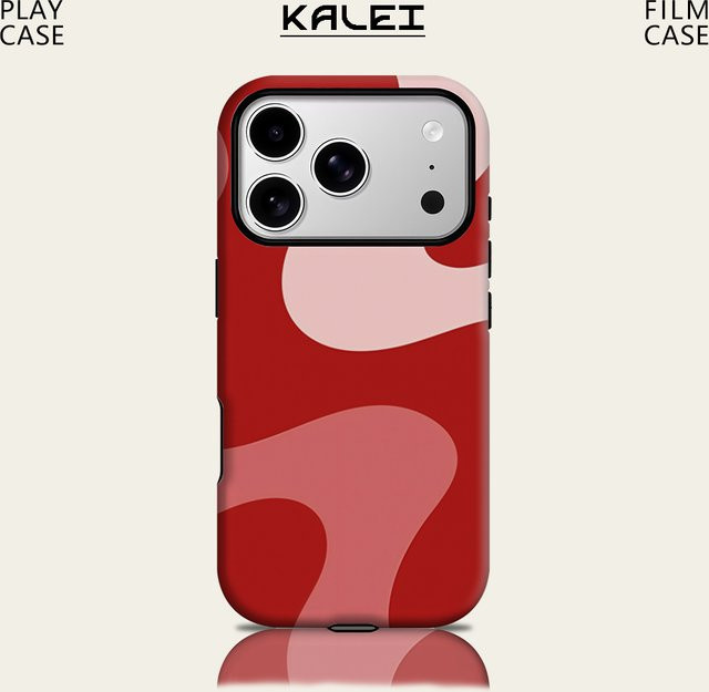 Potdemiel Magnetische Handyhülle Red Tone Curved Wave für iPhone 17 16 15 14 13 Pro Max Plus Tough Case in Rot - Bild 1