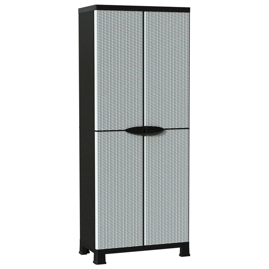 vidaXL Kunststoffschrank im Rattan-Design, Grau, B/T/H: 68 x 39 x 171,5 cm - Bild 2