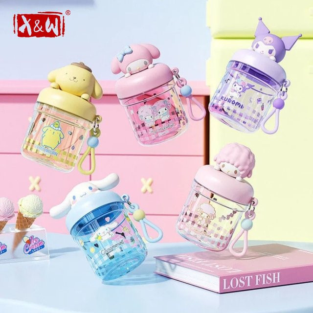 XW Mini Cartoon Wasserflasche My Melody Kuromi Space Cup mit niedlichem Puppenverschluss, auslaufsicherer Tritan-Becher für Saft und Getränke - Bild 1