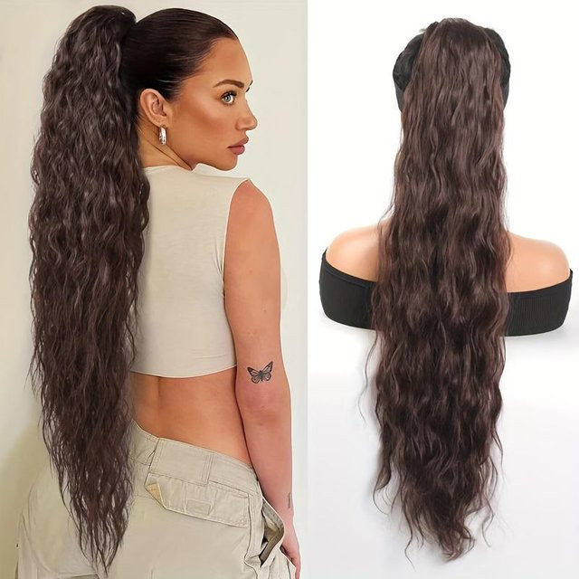 Bybrana Pferdeschwanz Haarverlängerung, lange lockige Synthetik, beige, 20inch, Damen - Bild 1