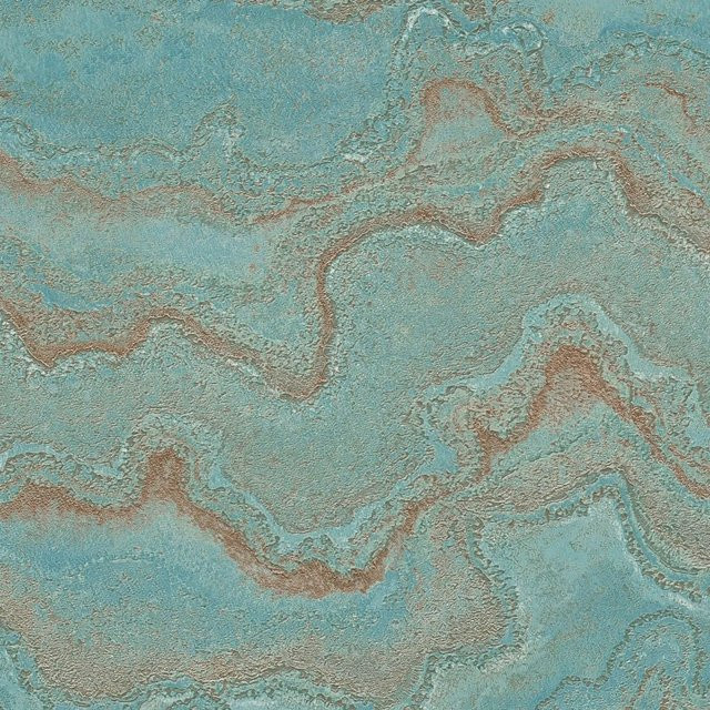PROFHOME Grafik Tapete in Marmoroptik mit Metallic-Effekt in Blau Türkis und Gold, Breite: 0,53 m, Länge: 10,05 m - Bild 1