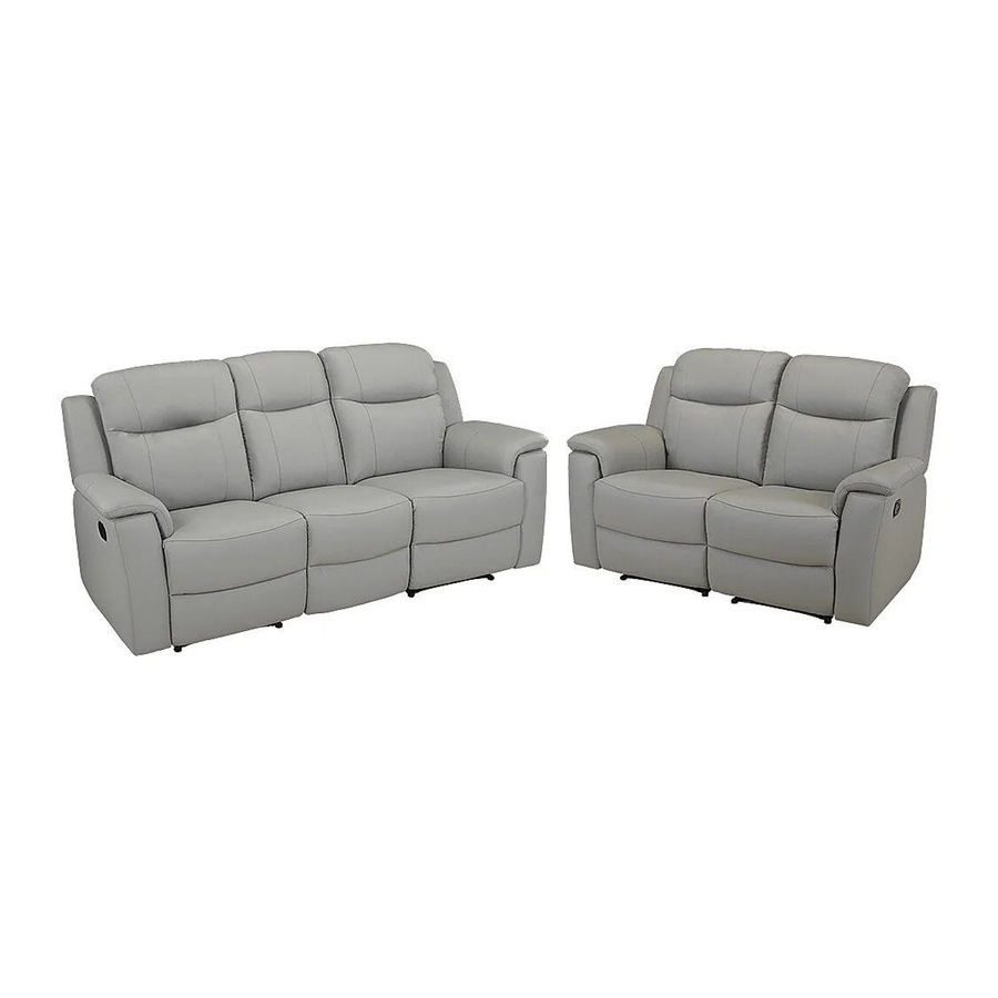 Couchgarnitur Evasion Vente-unique in Hellgrau aus Kunstleder, bestehend aus einem 2-Sitzer und einem 3-Sitzer, B/T/H: 205 x 156 cm - Bild 2